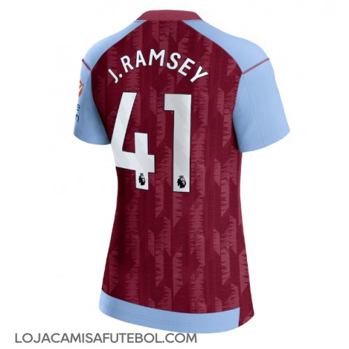 Camisa de Futebol Aston Villa Jacob Ramsey #41 Equipamento Principal Mulheres 2023-24 Manga Curta